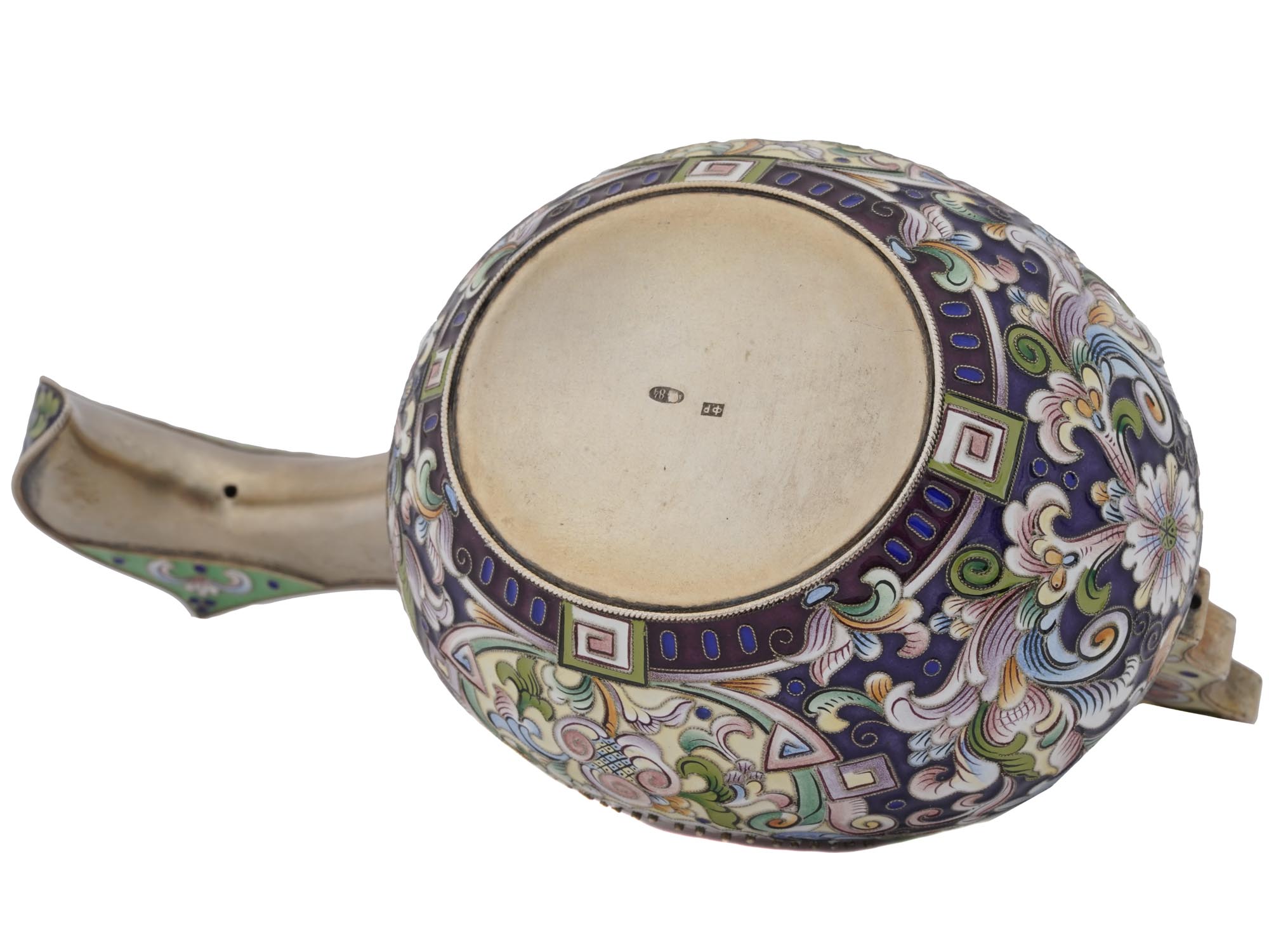 LARGE RUSSIAN SILVER CLOISONNE ENAMEL KOVSH LADLE PIC-7